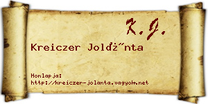 Kreiczer Jolánta névjegykártya